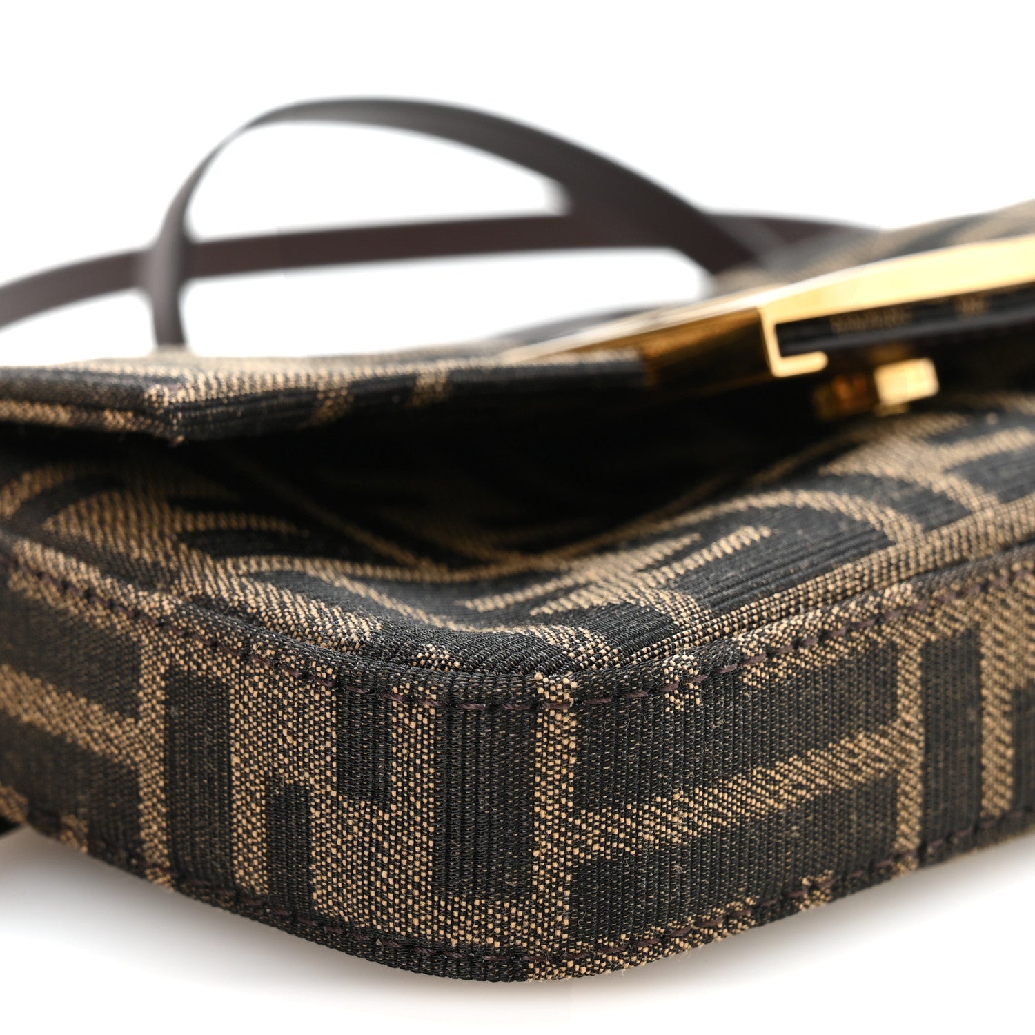Fendi Fabric Jacquard FF 1974 Phone Baguette Tobacco Moro 9 of 11