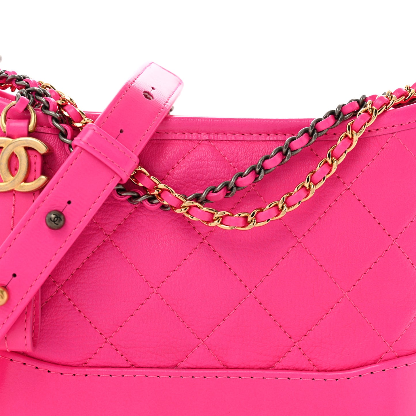 Goatskin Quilted Small Gabrielle Hobo Pink