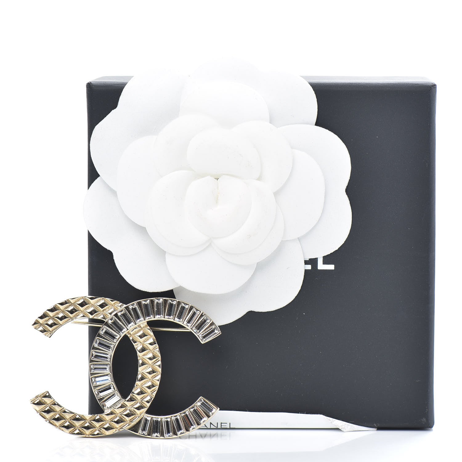 Chanel Baguette Crystal Quilted CC Brooch Gold 5 of 5