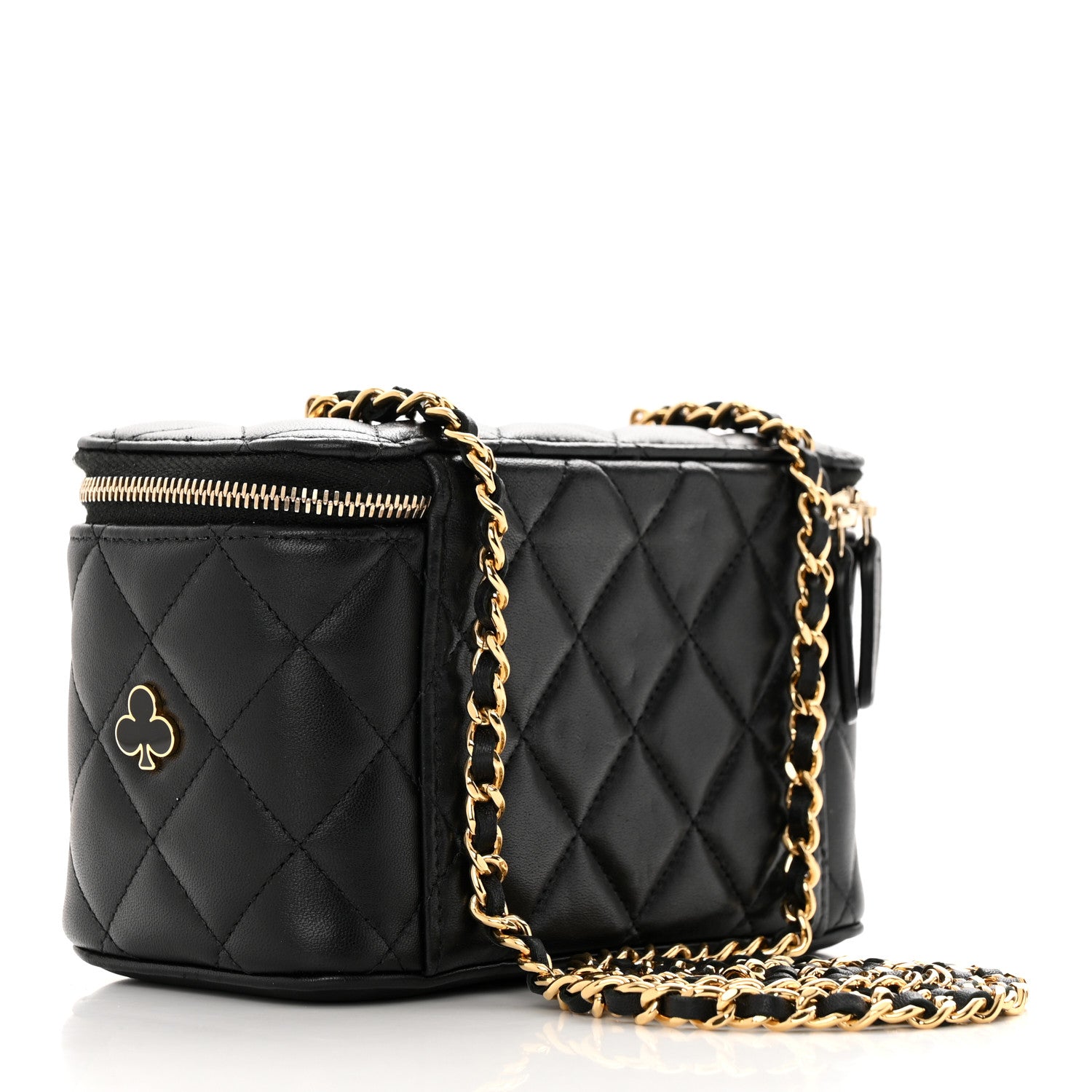 Chanel Lambskin Quilted Enamel Coco Casino Small Vanity Case With Chain Black 3 of 14