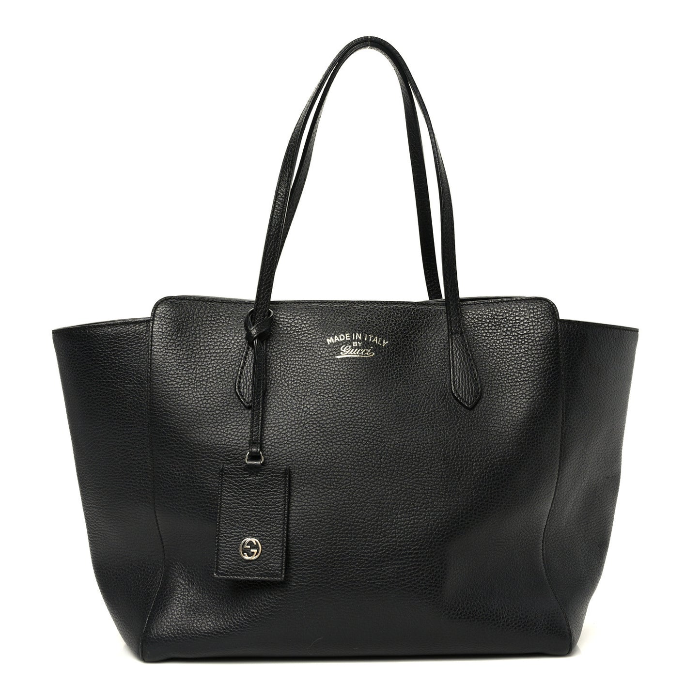 Pebbled Calfskin Medium Swing Tote Black