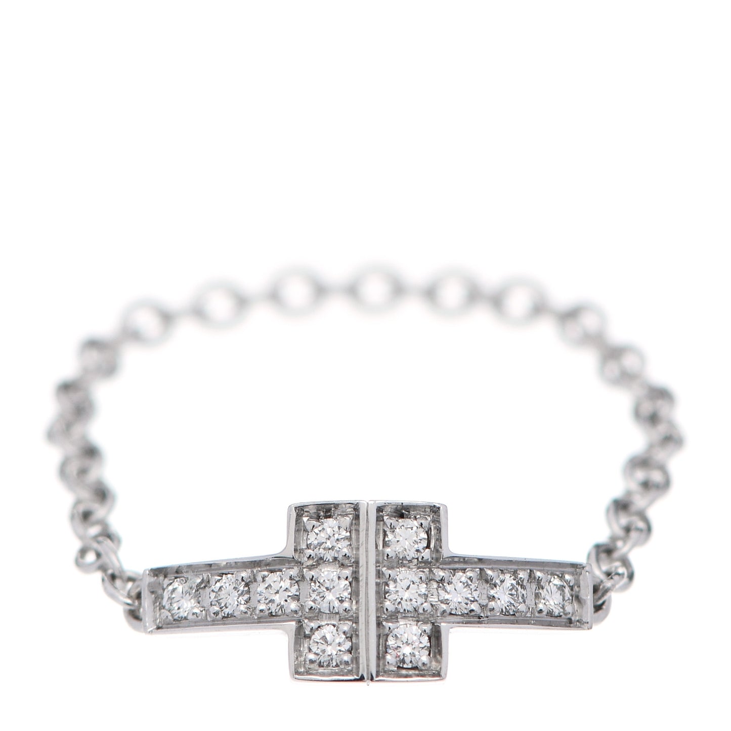 18K White Gold Diamond T Chain Ring 51 5.75