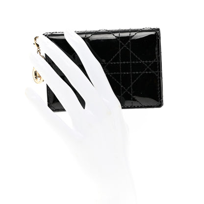 Christian Dior Patent Cannage Small Lady Dior Flap Card Holder Black 2 of 8