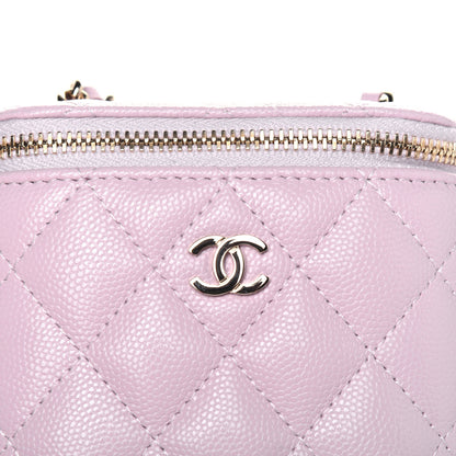 Chanel Caviar Quilted Small Vertical Coco Beauty Vanity Case With Chain Light Pink 10 of 11