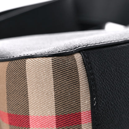 Burberry Soft Grain Calfskin House Check Small Helmsley Crossbody Black 8 of 17