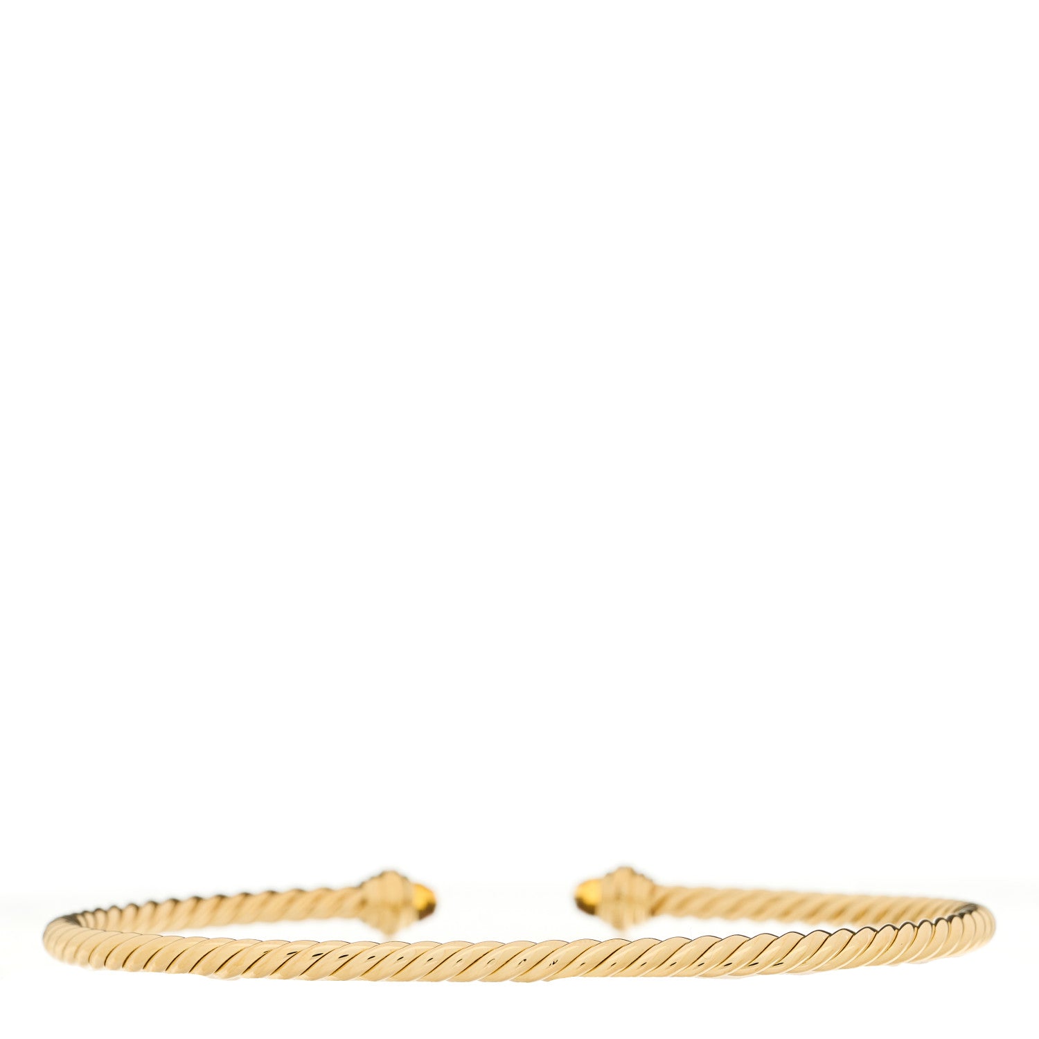 David Yurman 18K Yellow Gold Diamond Citrine 3mm Cablespira Bracelet 2 of 3