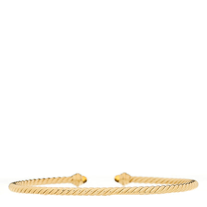 David Yurman 18K Yellow Gold Diamond Citrine 3mm Cablespira Bracelet 2 of 3