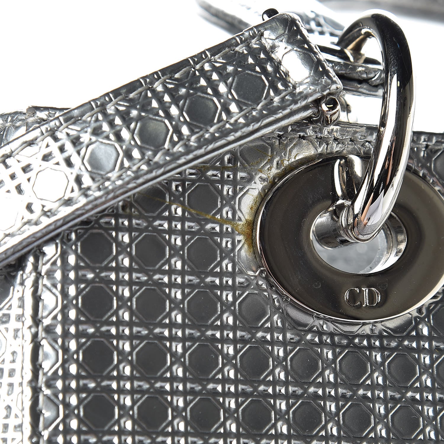 Christian Dior Metallic Patent Micro-Cannage Medium Lady Dior Silver 16 of 17