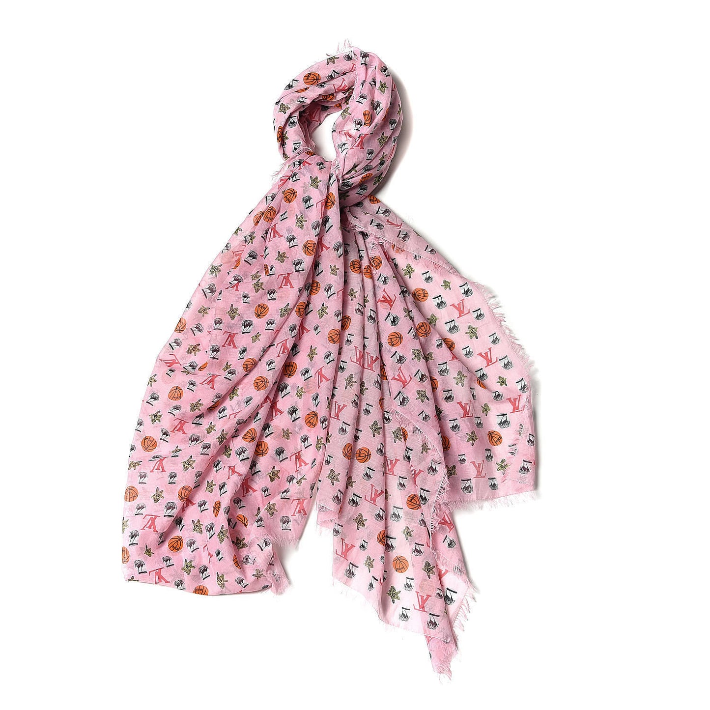 Jonas Wood Silk Wool Monogram Stole Pink