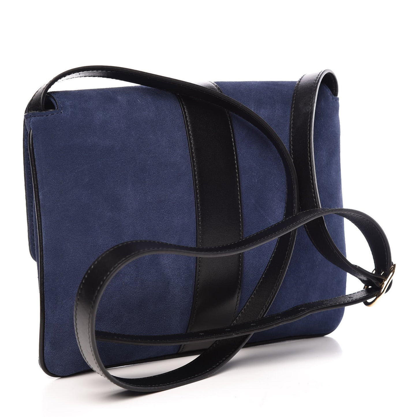 Suede Medium Arli Flap Shoulder Bag Blue Ink Black