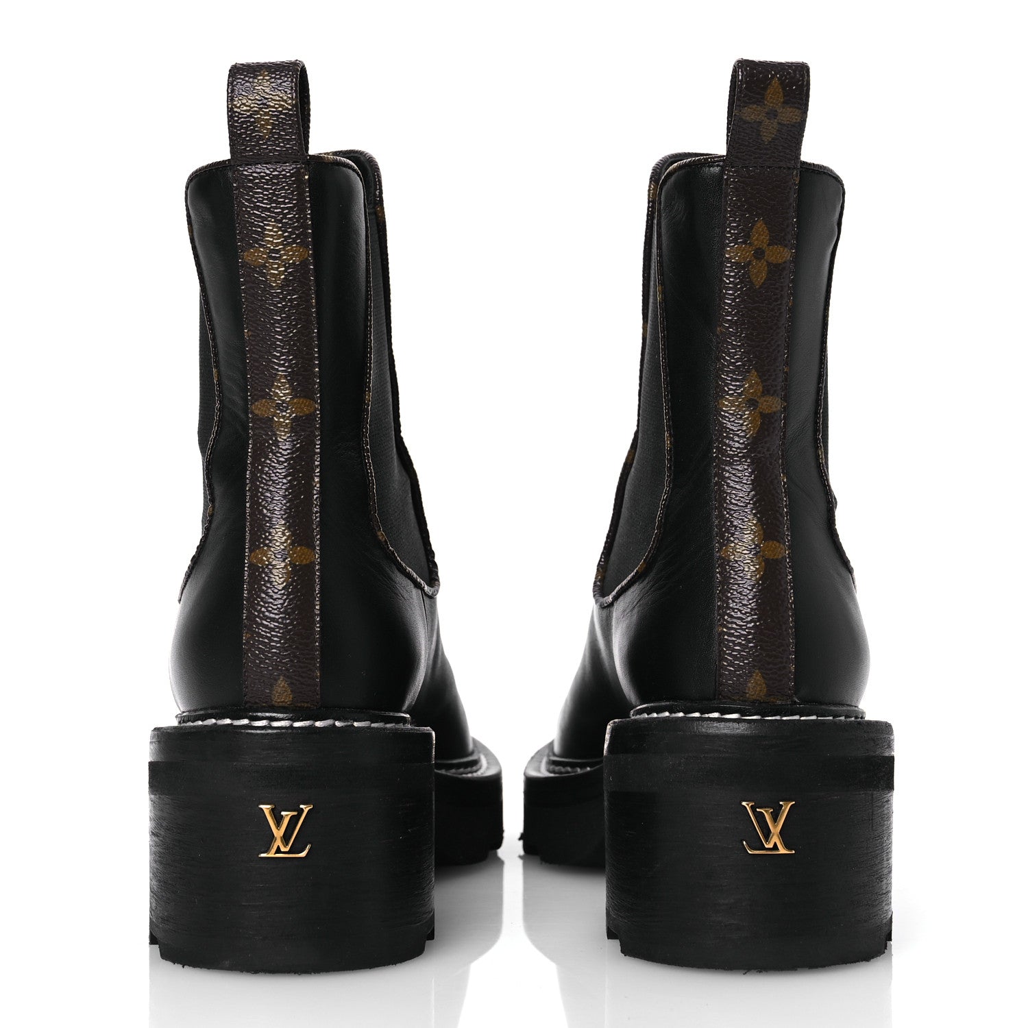 Louis Vuitton Calfskin Monogram Beaubourg Ankle Boots 38 Black 6 of 14
