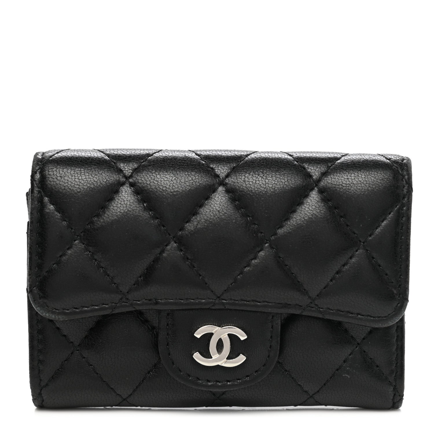 Chanel Lambskin Quilted Flap Card Holder Wallet Black 1 of 13