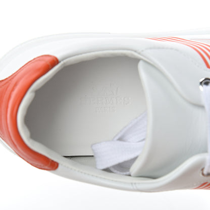 Hermes Calfskin Womens Advantage Sneakers 37 White Orange 7 of 7
