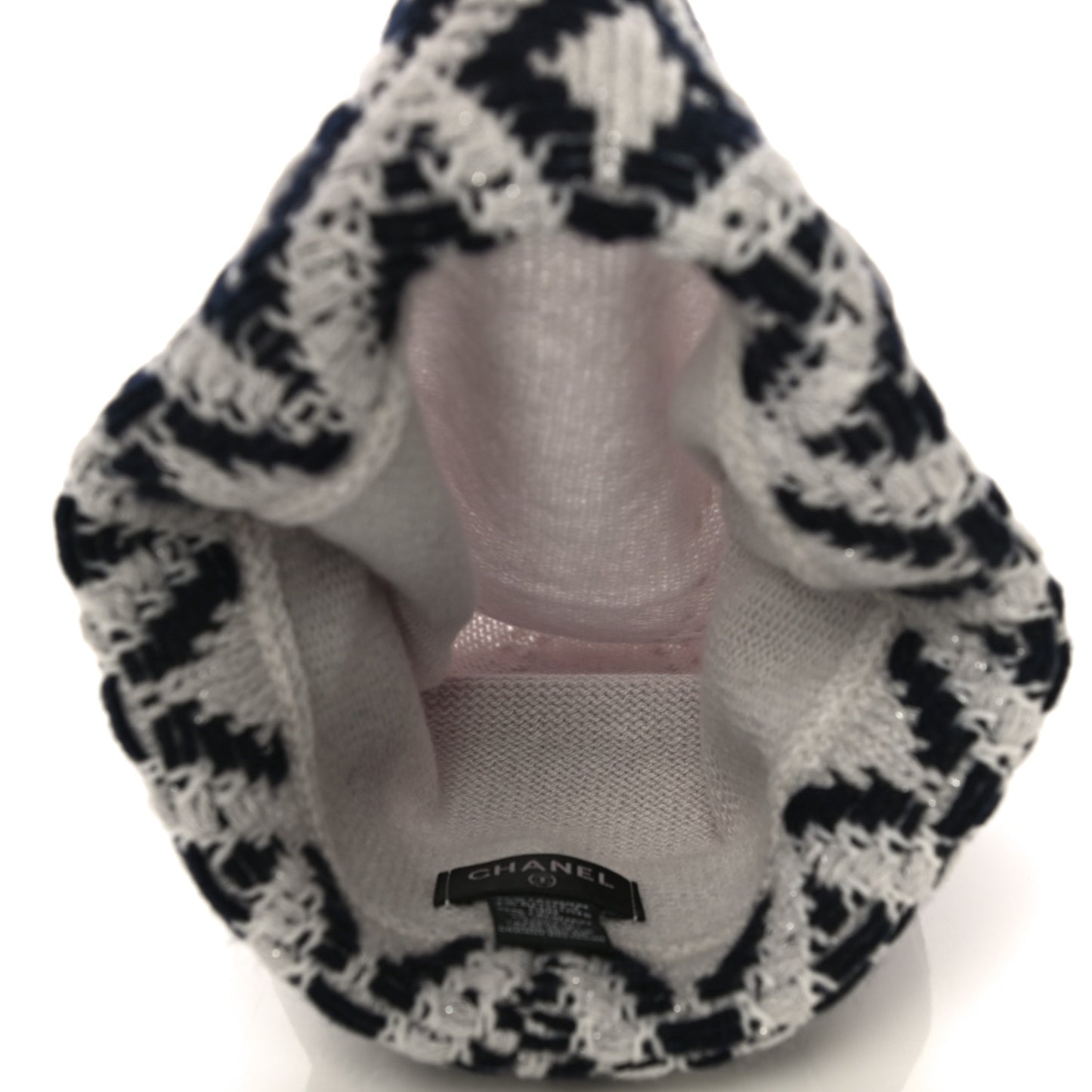 Cashmere Blend CC Beanie Hat With Gloves Set White Navy Blue