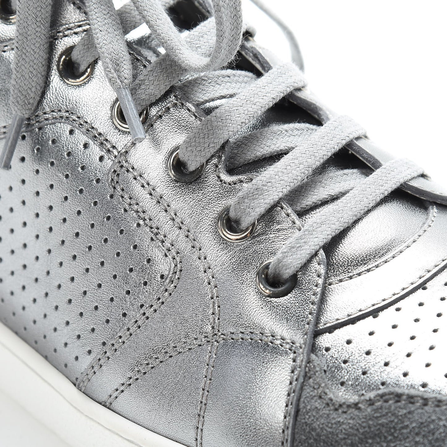 Metallic Calfskin Hip-Dior High Top Sneakers 39 Steel