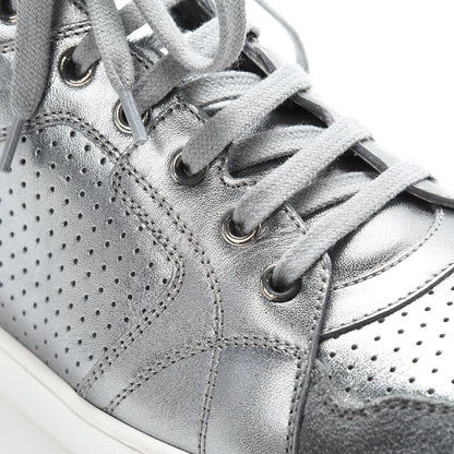 Christian Dior Metallic Calfskin Hip-Dior High Top Sneakers 39 Steel 9 of 14