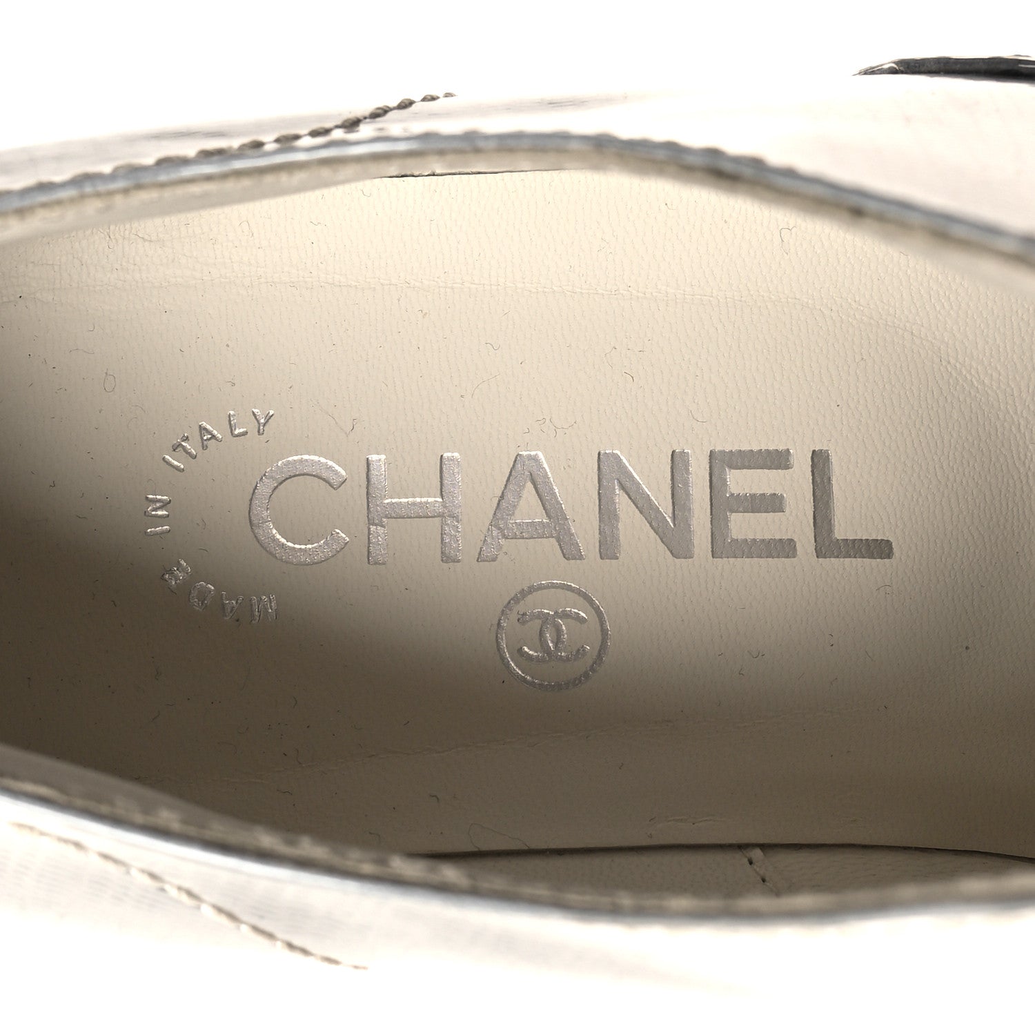 Chanel Metallic Fantasy Calfskin PVC Lace Up Loafers 41.5 Silver 8 of 8