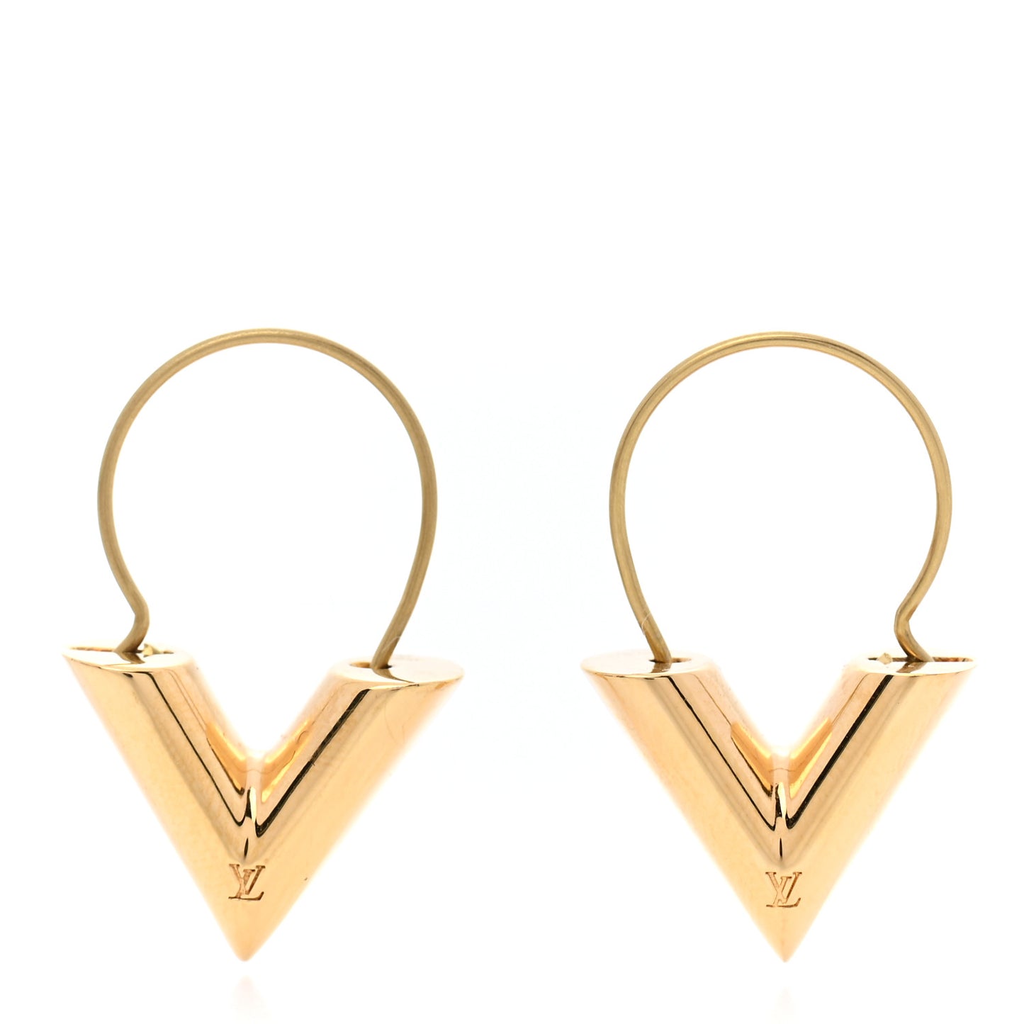 Brass Essential V Hoop Earrings Gold