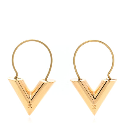 Louis Vuitton Brass Essential V Hoop Earrings Gold 1 of 5