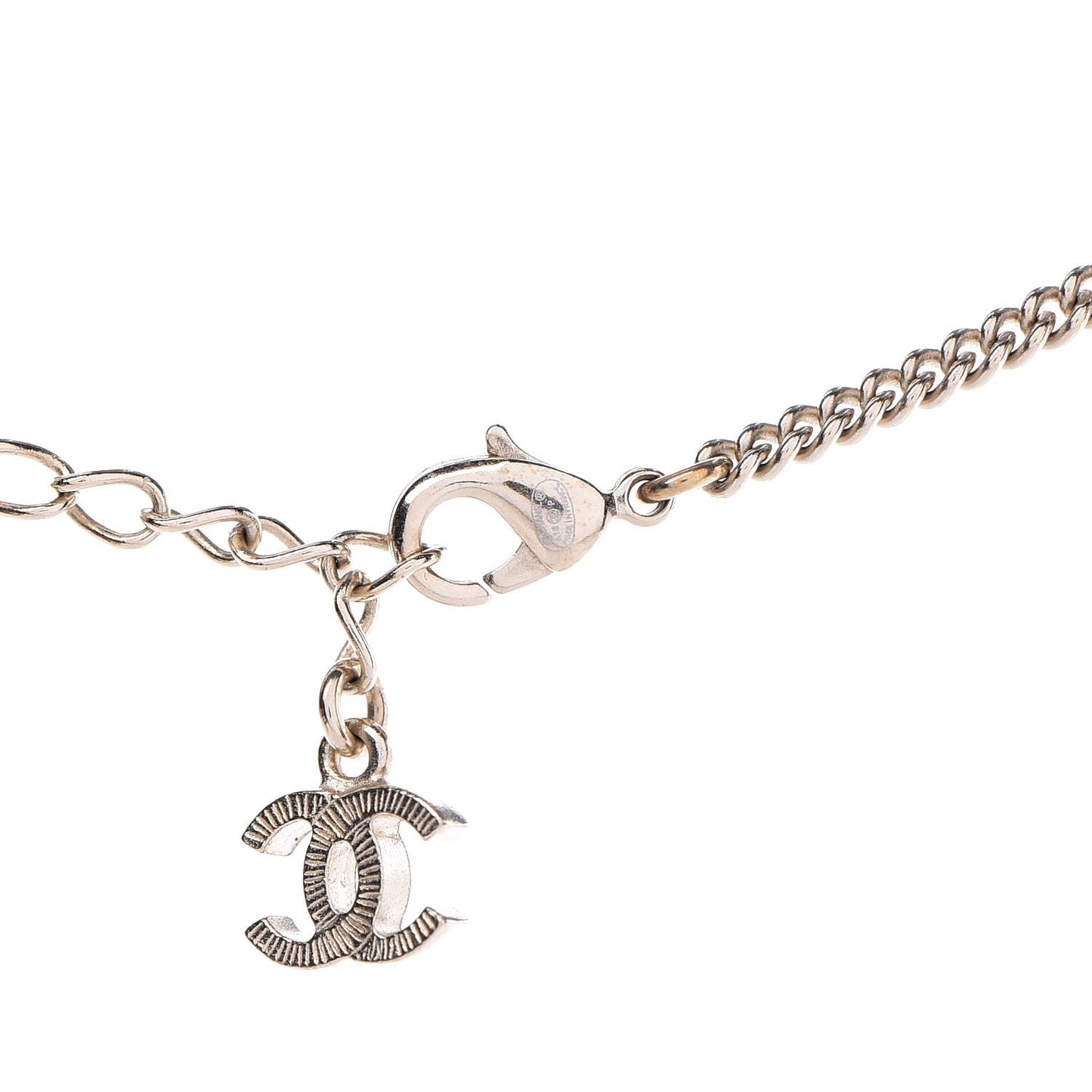 Crystal Pearl CC Medallion Necklace Gold