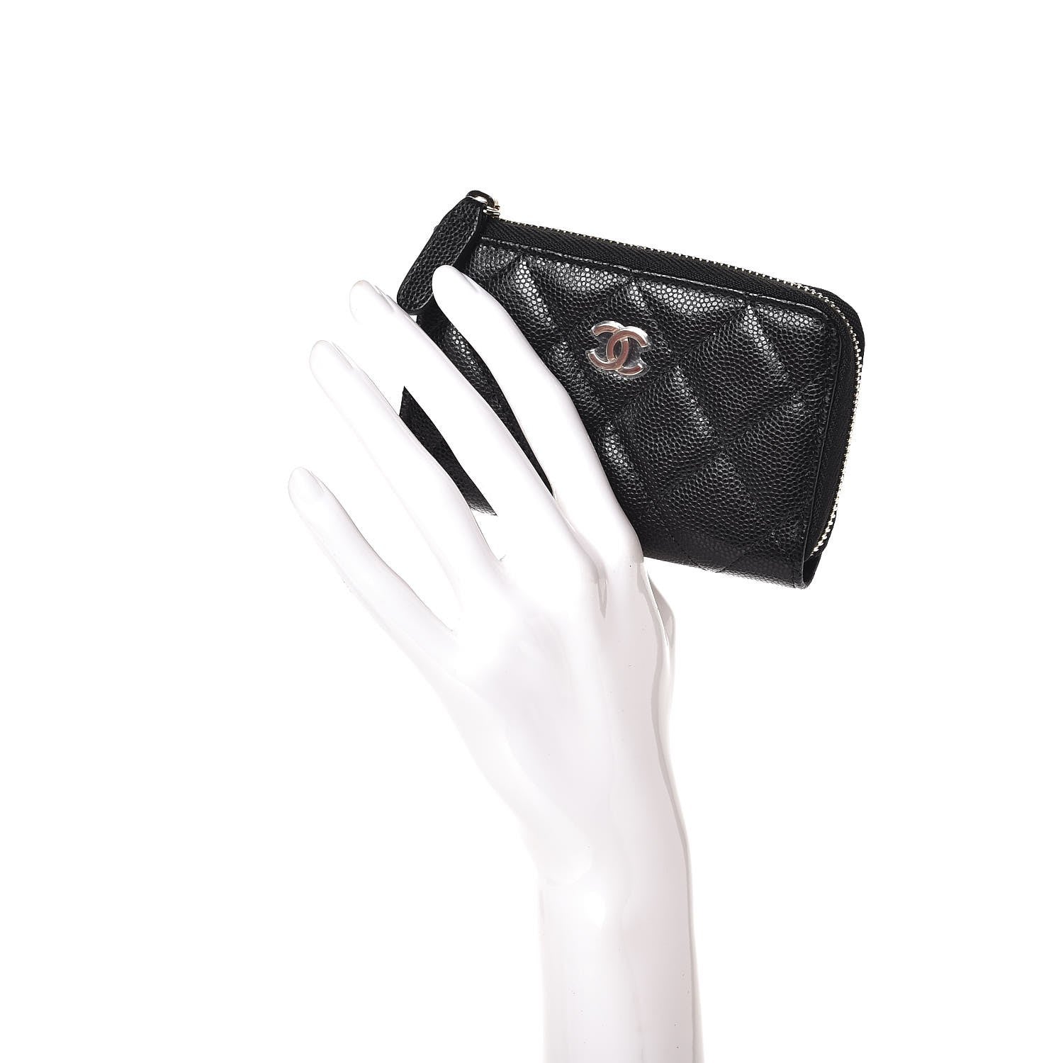 Chanel Iridescent Caviar Quilted Key Holder Case Black 2 of 8