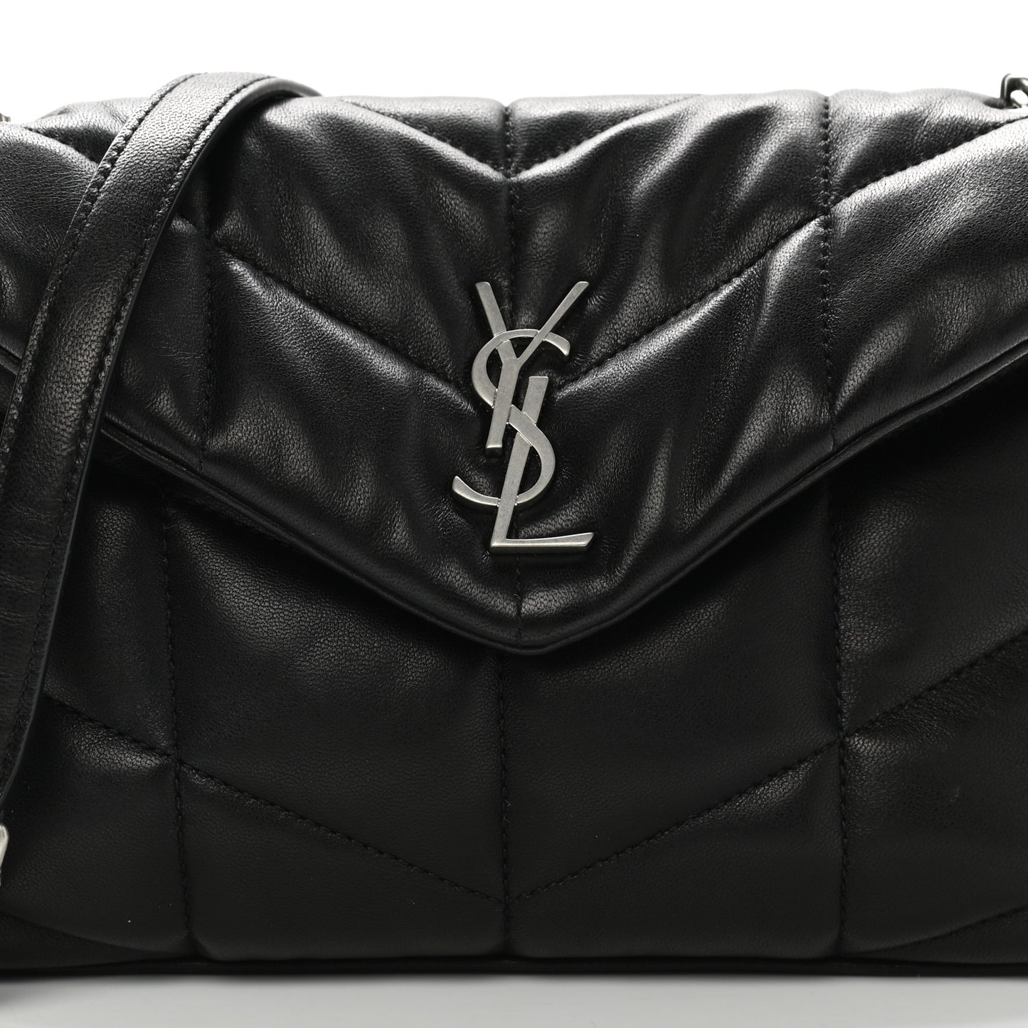 Lambskin Quilted Toy Loulou Puffer Monogram Chain Satchel Black