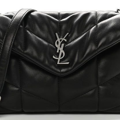 Saint Laurent Lambskin Quilted Toy Loulou Puffer Monogram Chain Satchel Black 9 of 12