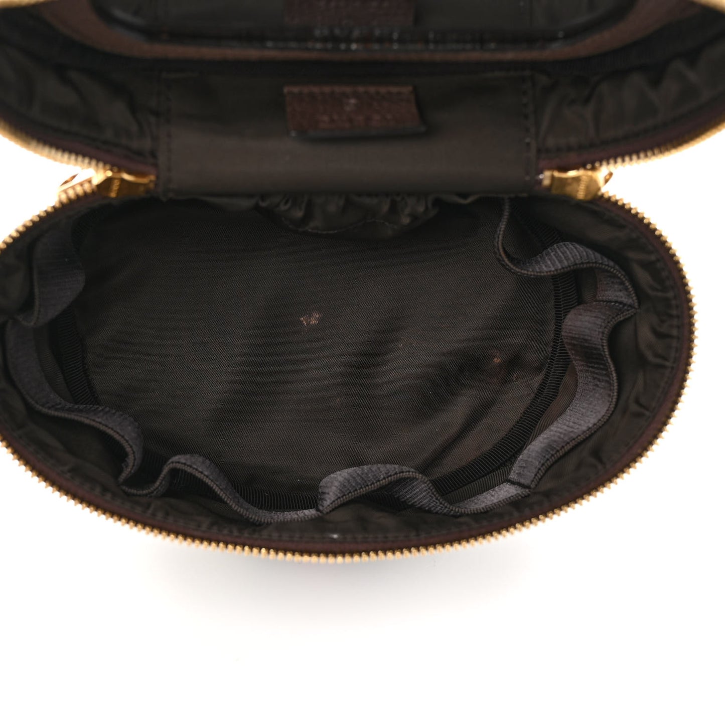 GG Supreme Monogram Textured Calfskin Web Ophidia Vanity Cosmetic Case Beige Ebony New Acero