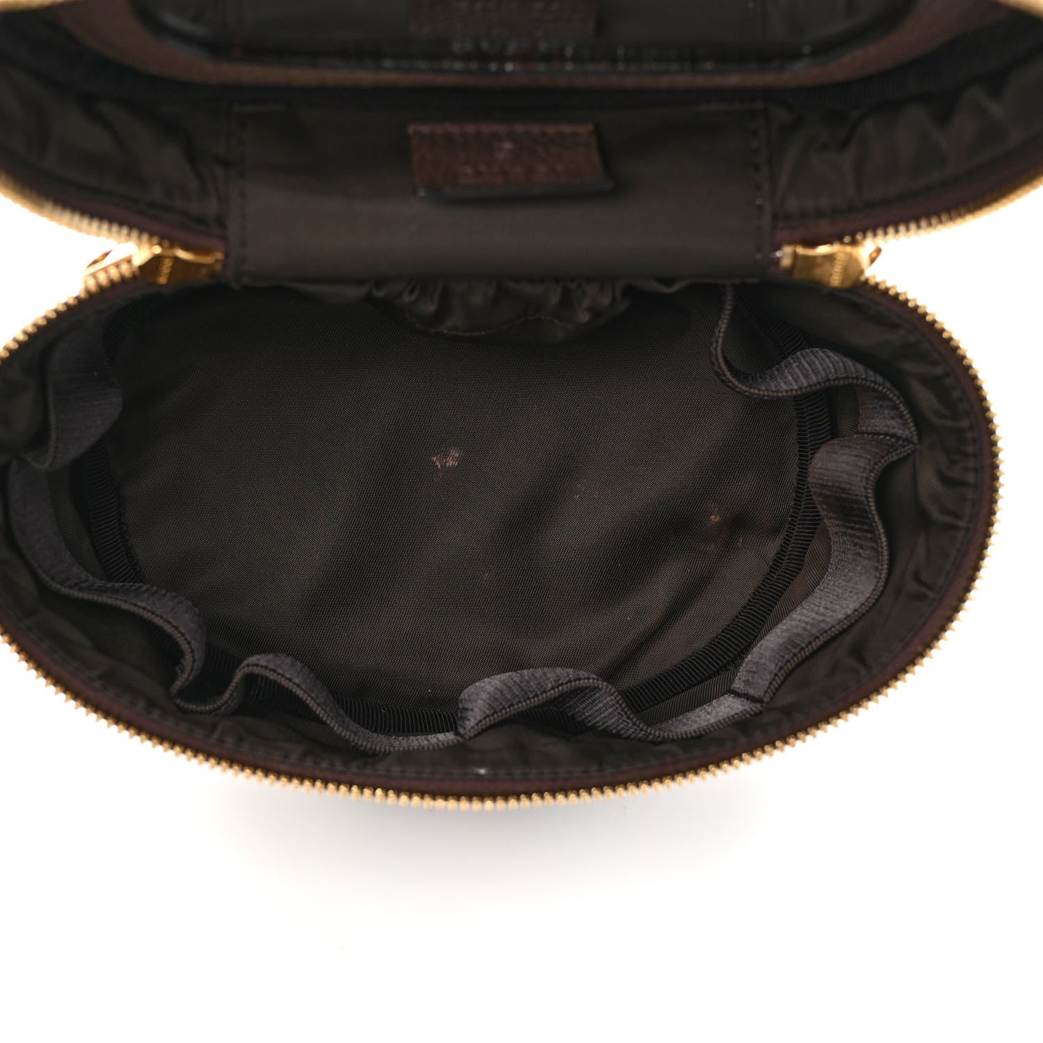 Gucci GG Supreme Monogram Textured Calfskin Web Ophidia Vanity Cosmetic Case Beige Ebony New Acero 5 of 9