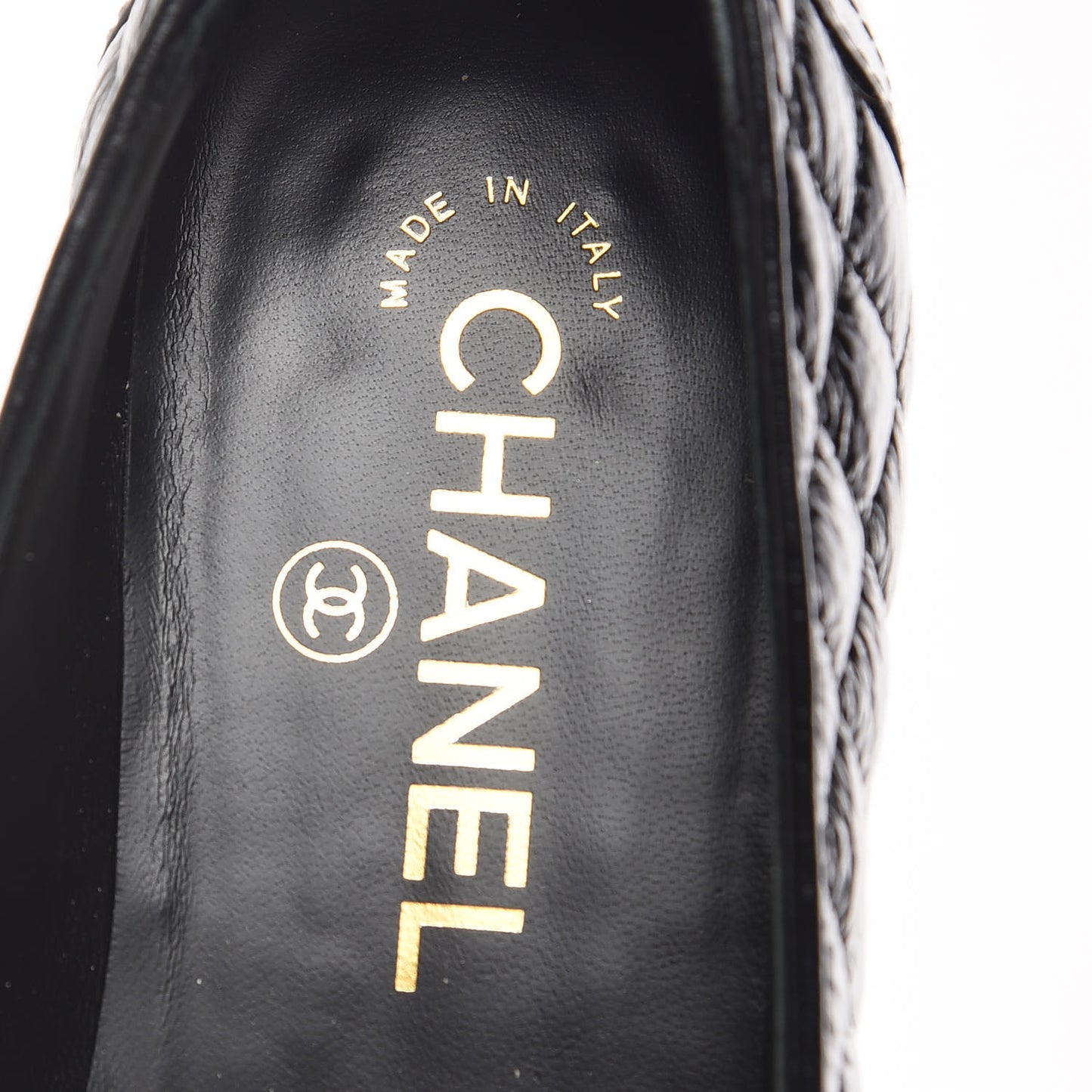 Grosgrain Glazed Lambskin Quilted Chain Loafers 37.5 Black
