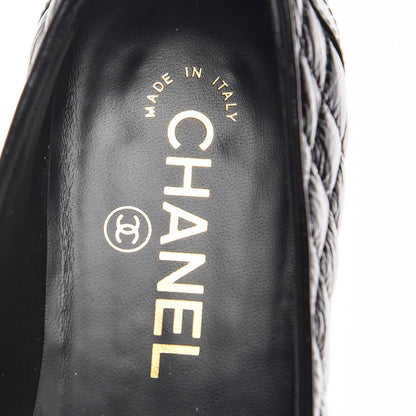 Chanel Grosgrain Glazed Lambskin Quilted Chain Loafers 37.5 Black 10 of 11