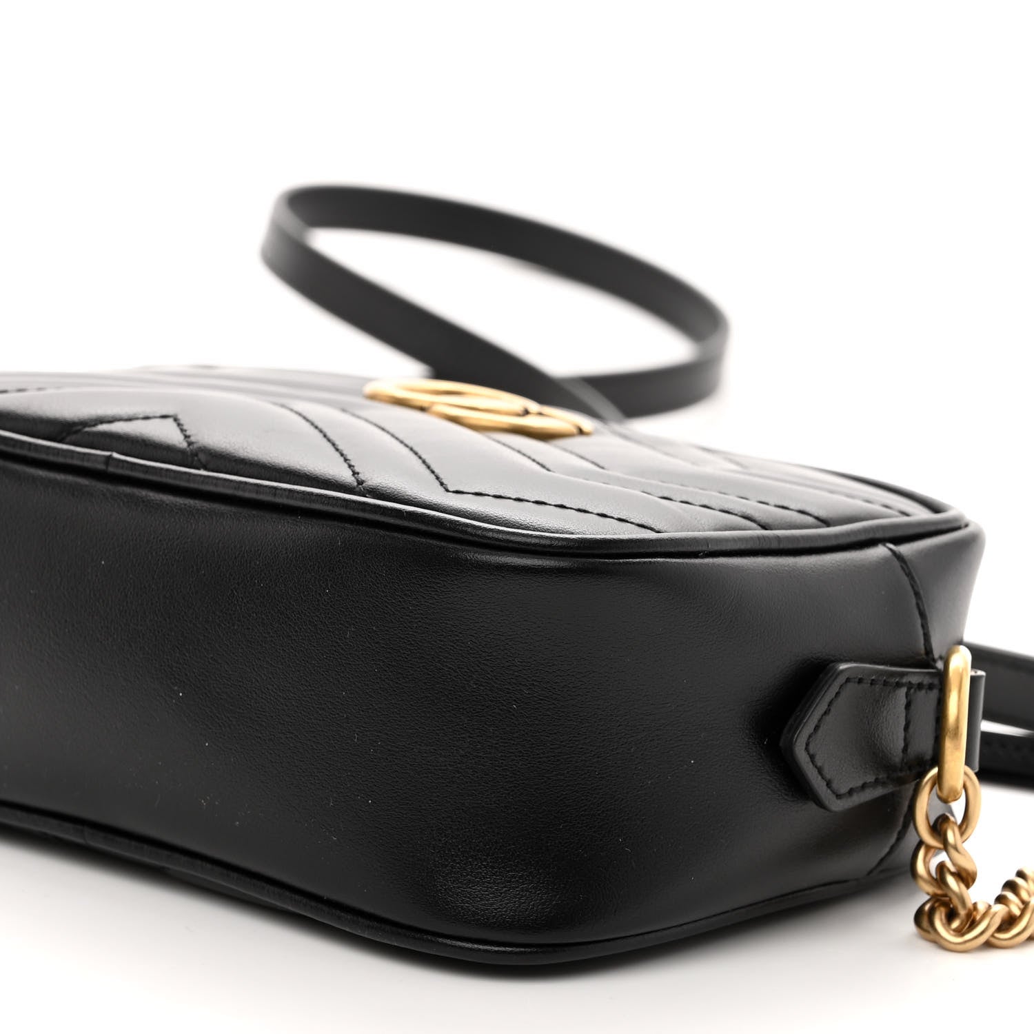 Gucci Calfskin Matelasse Mini GG Marmont Chain Shoulder Bag Black 10 of 10