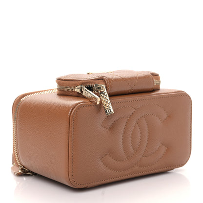 Chanel Caviar Quilted Top Handle Pocket Vanity Case Camel 4 of 10