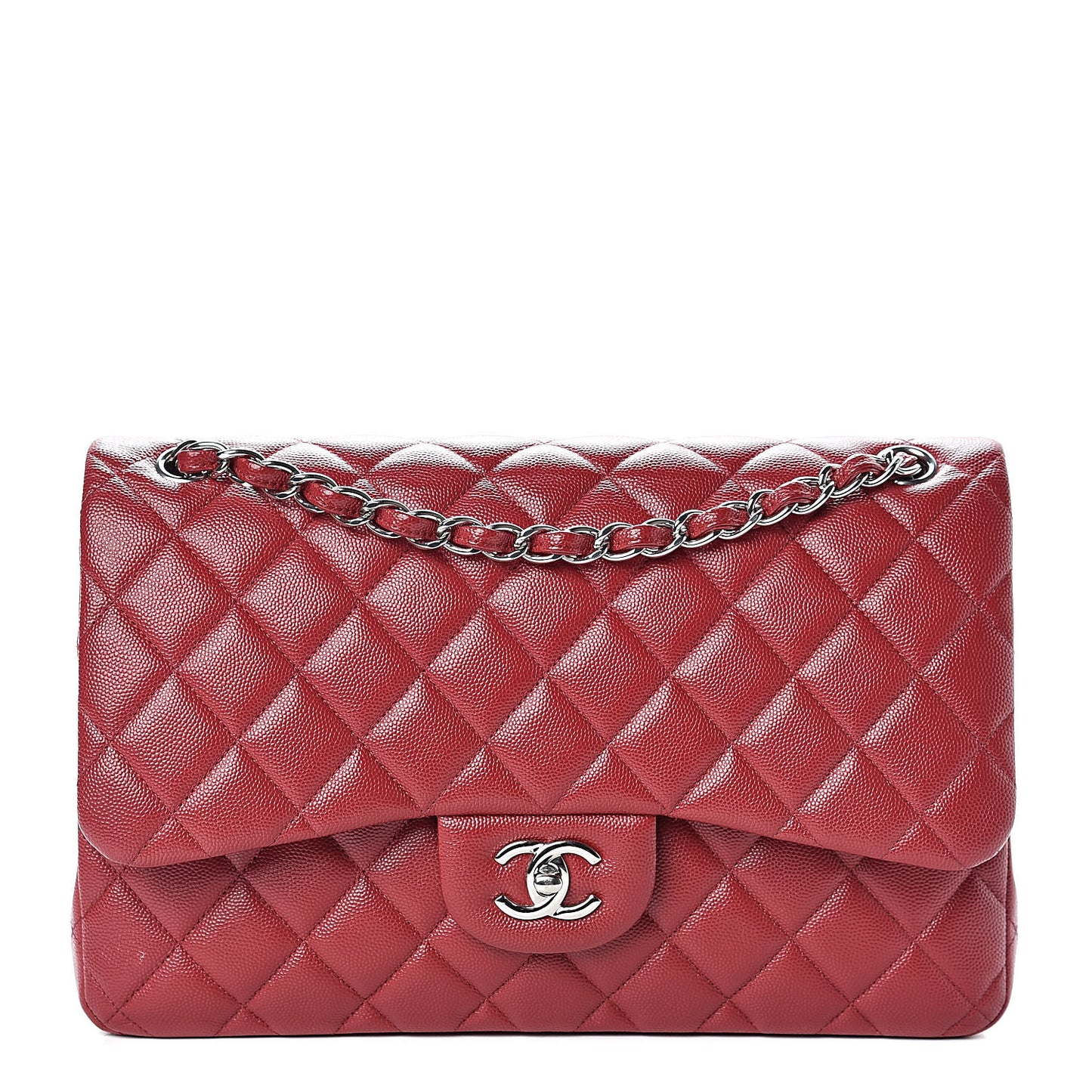 Caviar Quilted Jumbo Double Flap Red