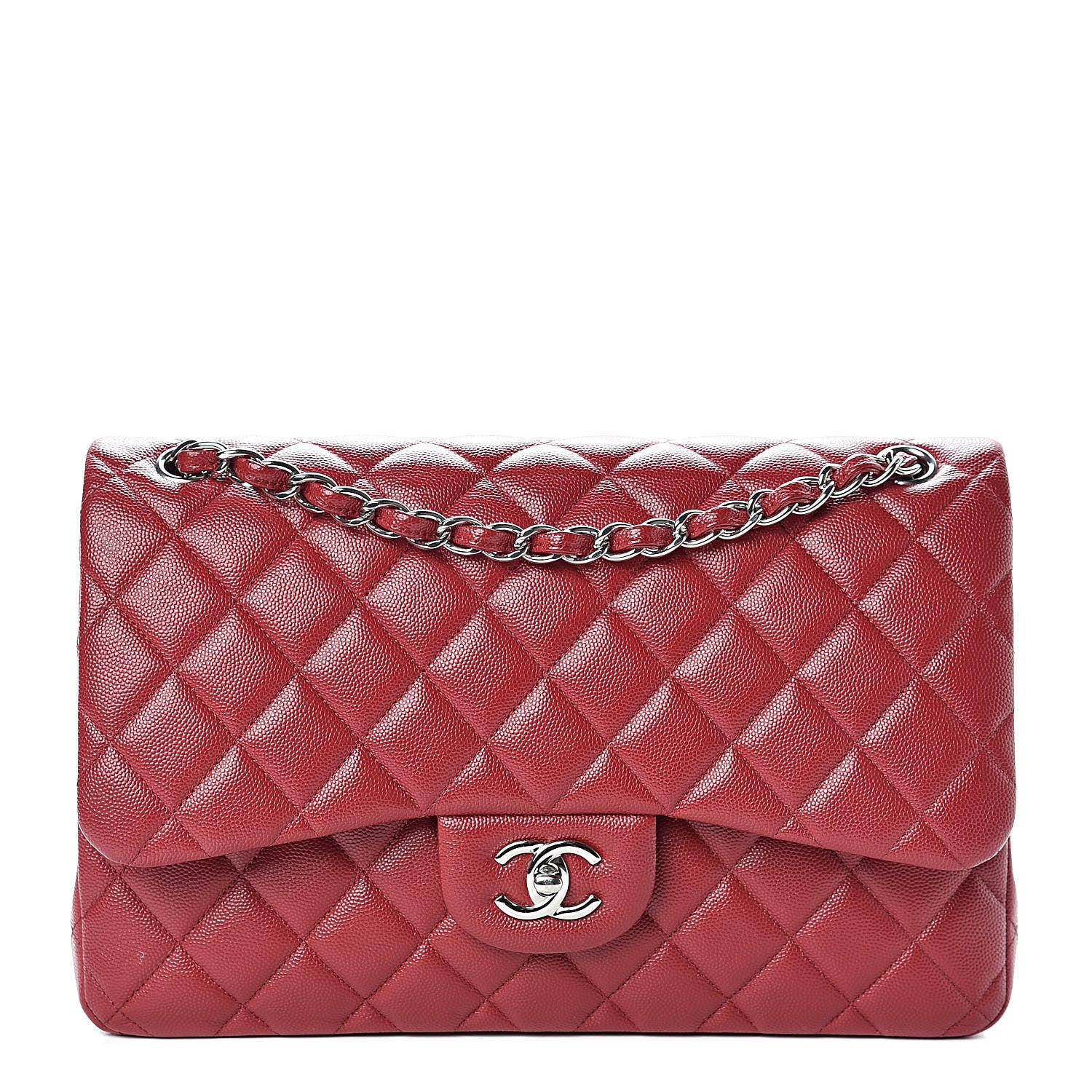 Chanel Caviar Quilted Jumbo Double Flap Red 1 of 14
