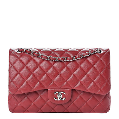 Chanel Caviar Quilted Jumbo Double Flap Red 1 of 14