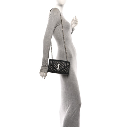 Saint Laurent Grain De Poudre Textured Mixed Matelasse Triquilt Small Monogram Satchel Black 2 of 9
