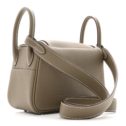 Hermes Taurillon Clemence Mini Lindy 20 Etoupe 3 of 11