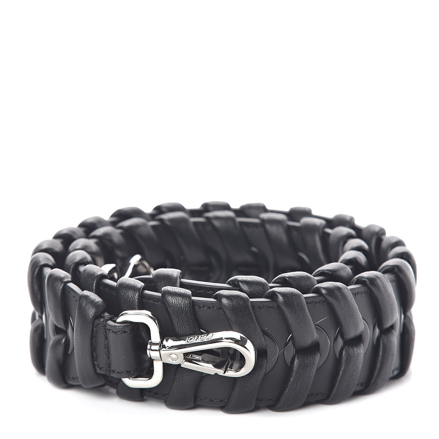 Fendi Vitello Dolce Shiny Nappa Lace Up Strap You Black 1 of 2