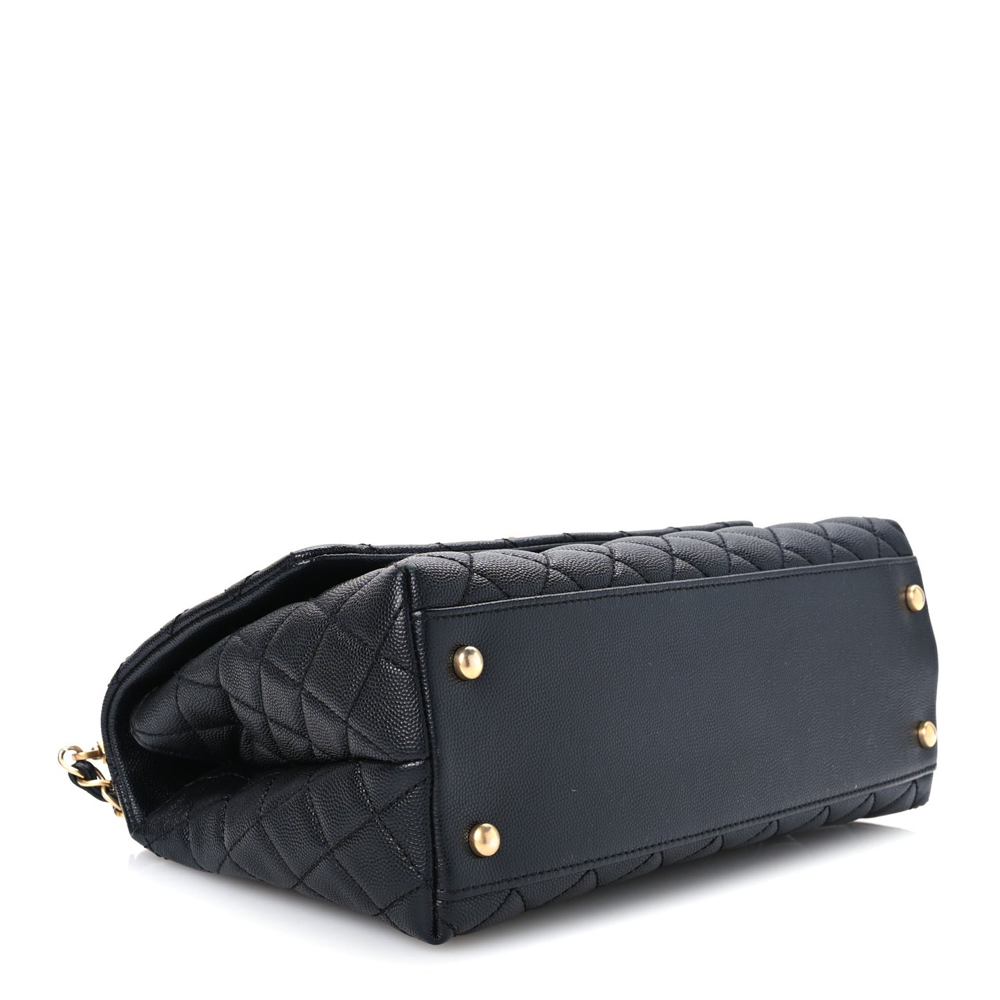 Caviar Lizard Quilted Small Coco Handle Flap Black