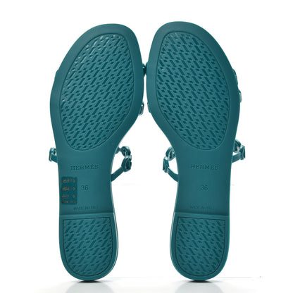 Hermes Rubber Chaine d'Ancre Rivage Sandals 36 Vert d'Ete 5 of 8