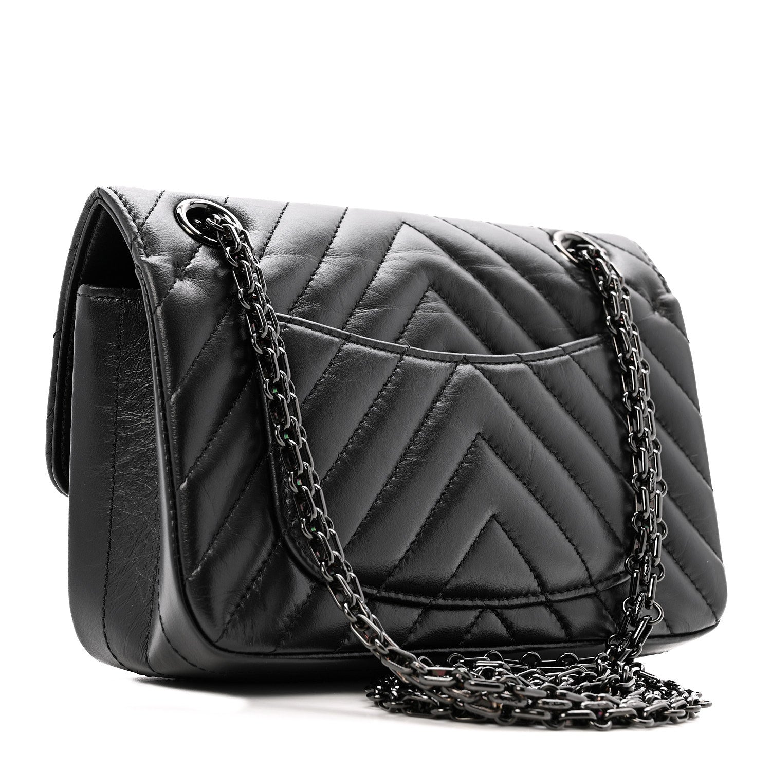 Chanel Aged Calfskin Chevron Quilted 2.55 Reissue Mini Flap So Black 2 of 12