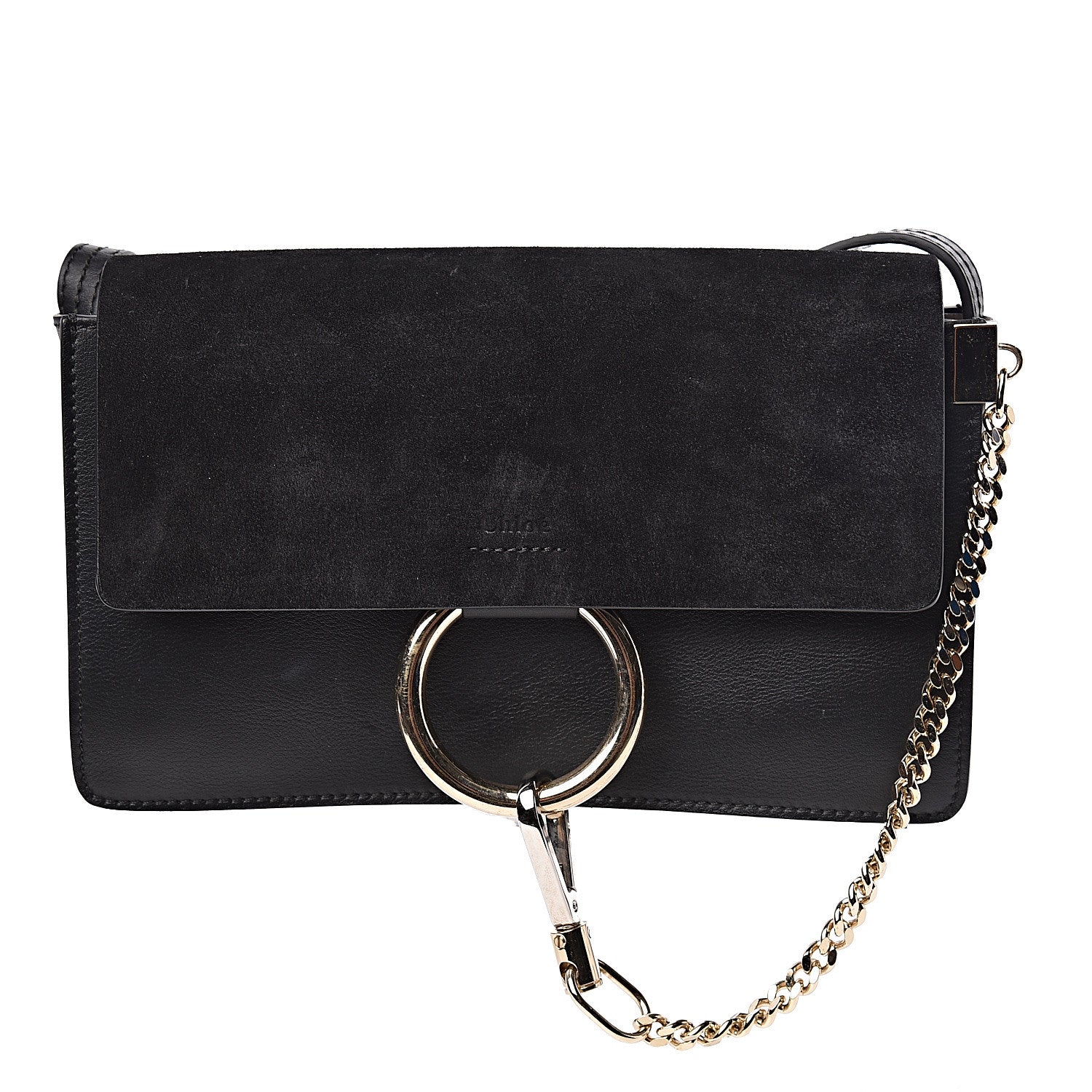 Chloe Suede Calfskin Small Faye Shoulder Bag Black 1 of 10