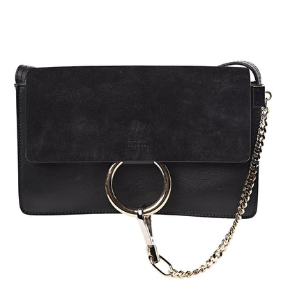 Chloe Suede Calfskin Small Faye Shoulder Bag Black 1 of 10