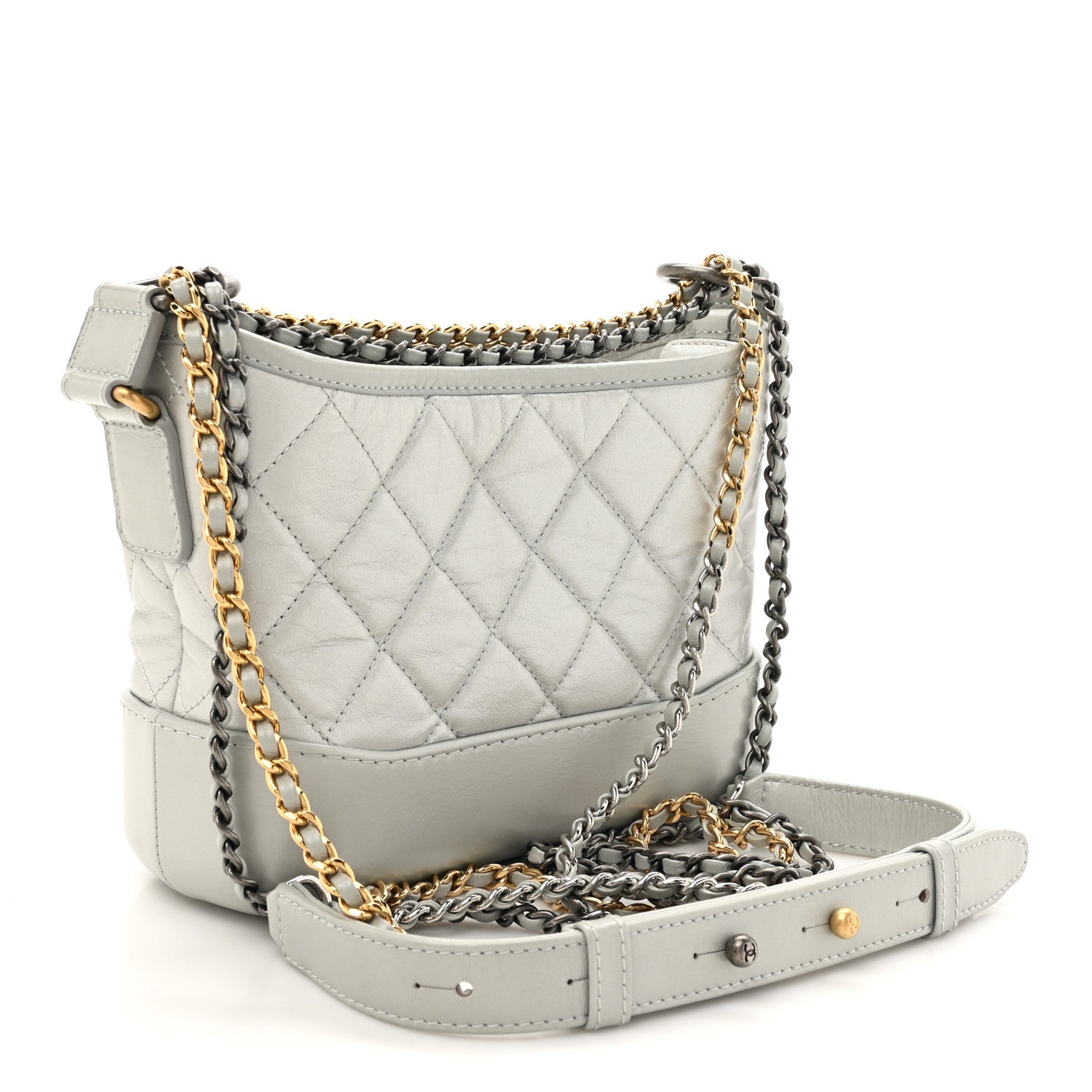 Chanel Metallic Aged Calfskin Quilted Small Gabrielle Hobo Light Silver 3 of 12