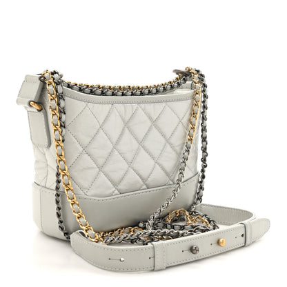 Chanel Metallic Aged Calfskin Quilted Small Gabrielle Hobo Light Silver 3 of 12