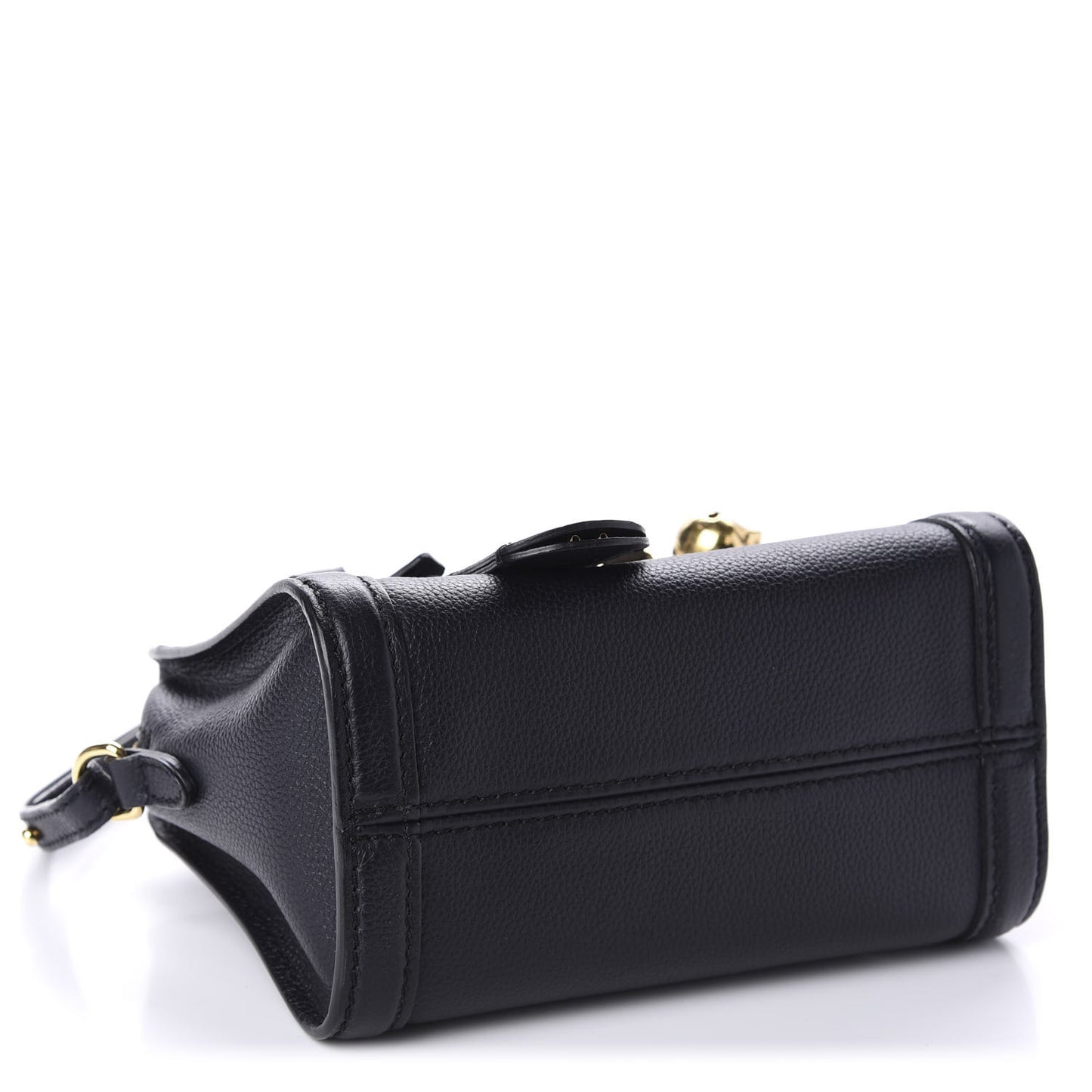 Pebbled Calfskin Mini Padlock Tote Black