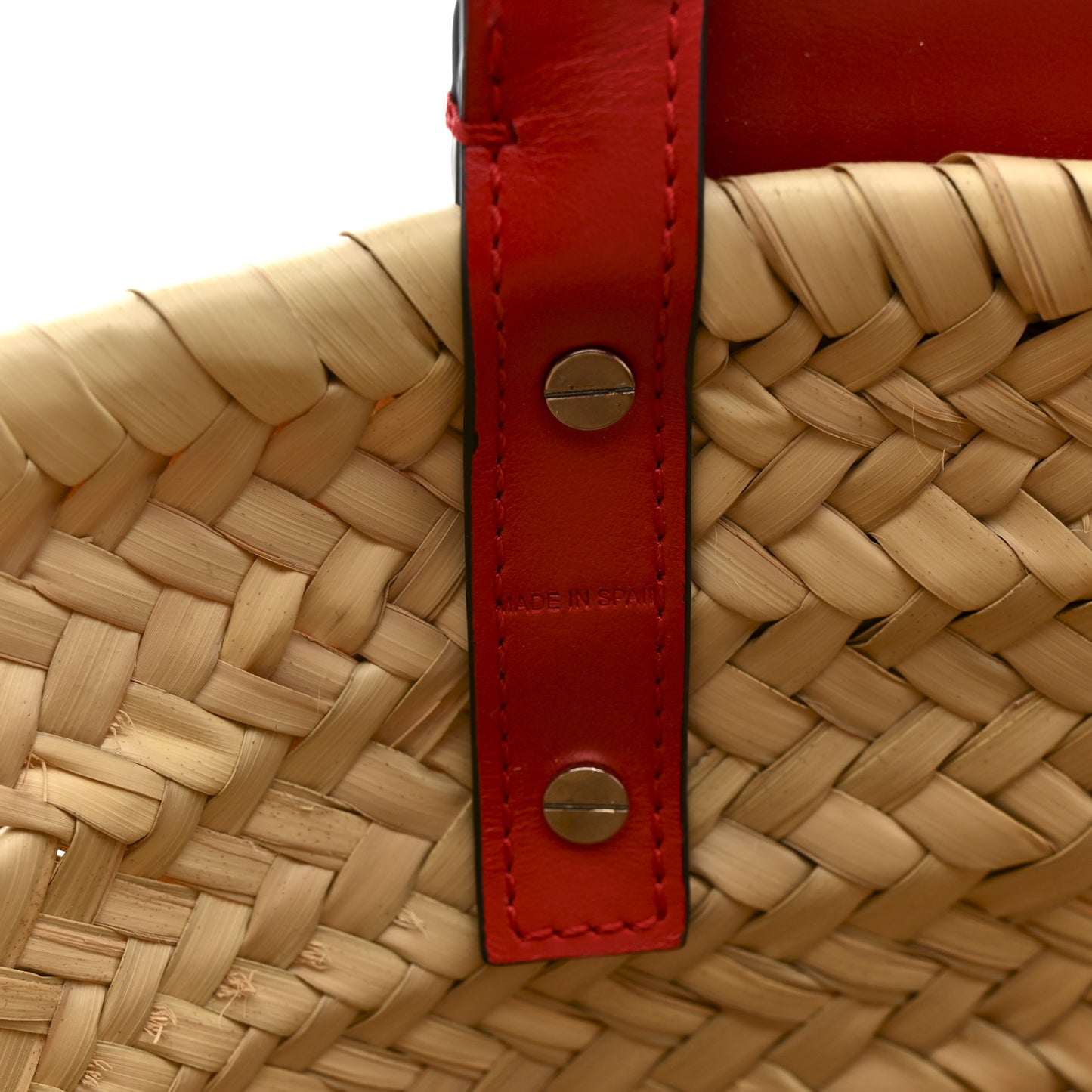 Woven Straw Loubishore Tote Red