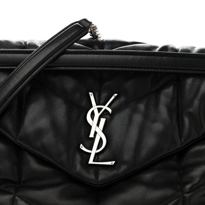 Saint Laurent Lambskin Quilted Medium Loulou Puffer Monogram Chain Satchel Black 8 of 15