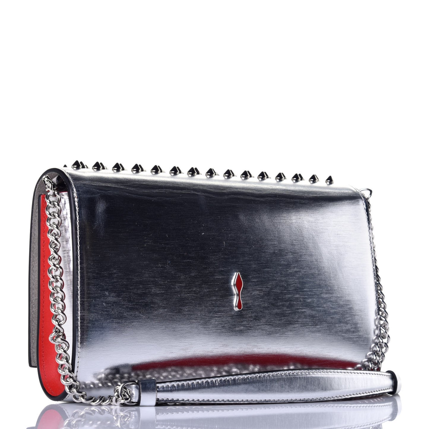 Metallic Calfskin Spikes Multimetal Paloma Clutch Silver